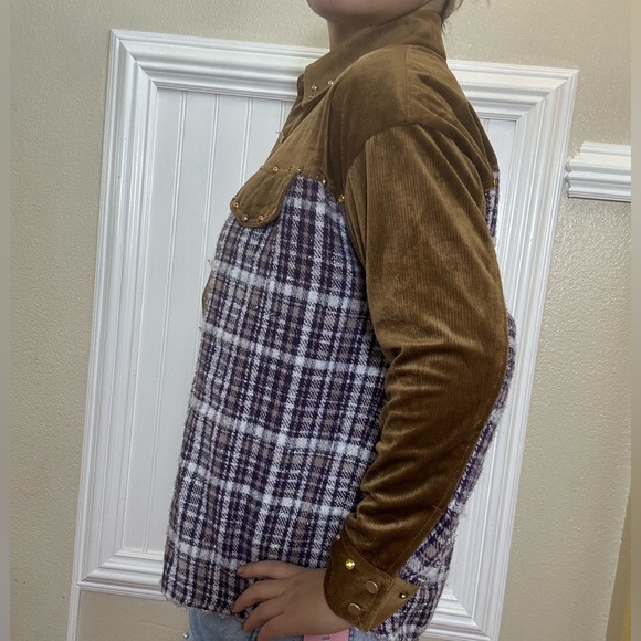 Anthropologie Brown and Plaid Button-Up Shirt - Picture 2 of 8